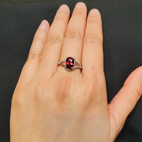 Stering Silver Garnet Ring - Picture 5 of 5